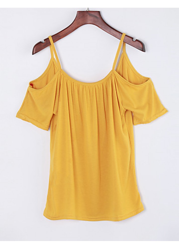 Women's Off Shoulder Strap Flutter T-shirt