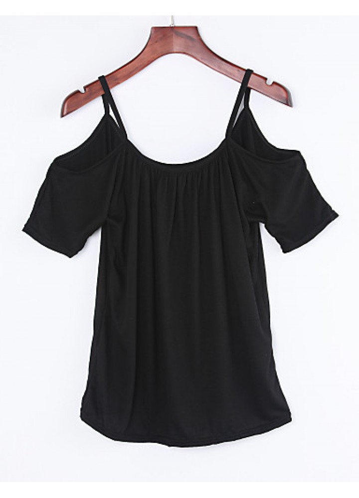 Women's Off Shoulder Strap Flutter T-shirt