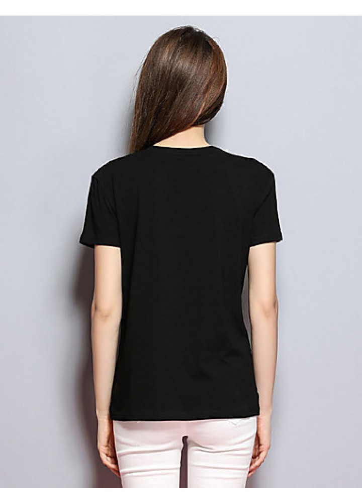 Women's Casual/Daily Simple Spring / Summer T-shirtPrint Round