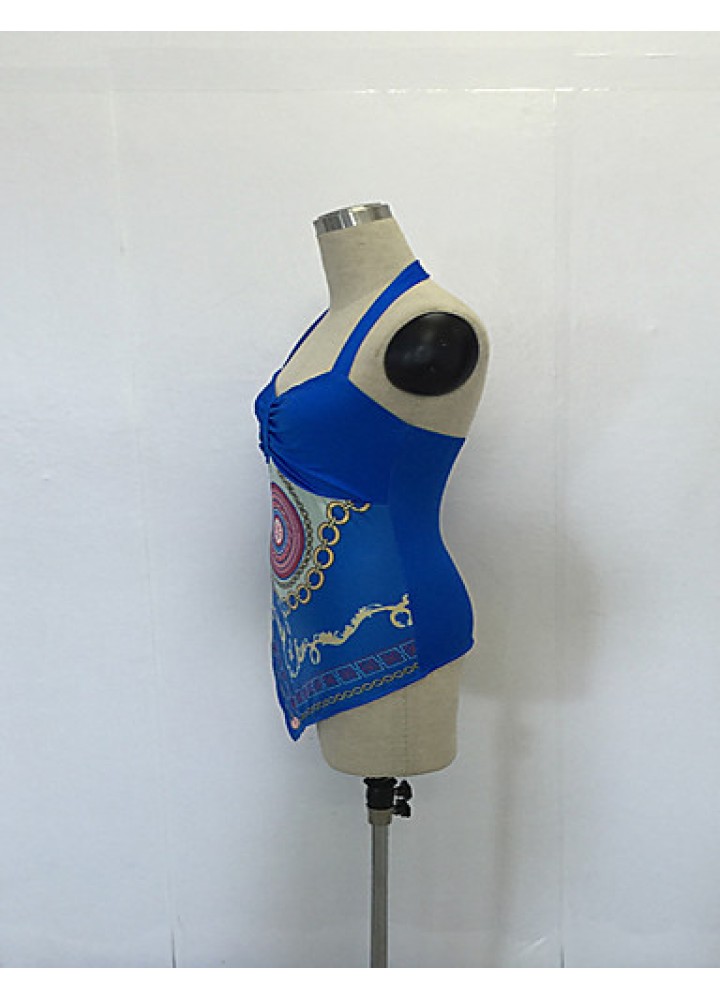 Women's Going out / Casual/Daily Simple Summer / Fall BlousePrint Halter Sleeveless Blue / White / Black