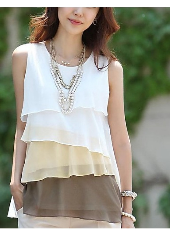 Women's Plus Size Layered Ruffle Chiffon Vest