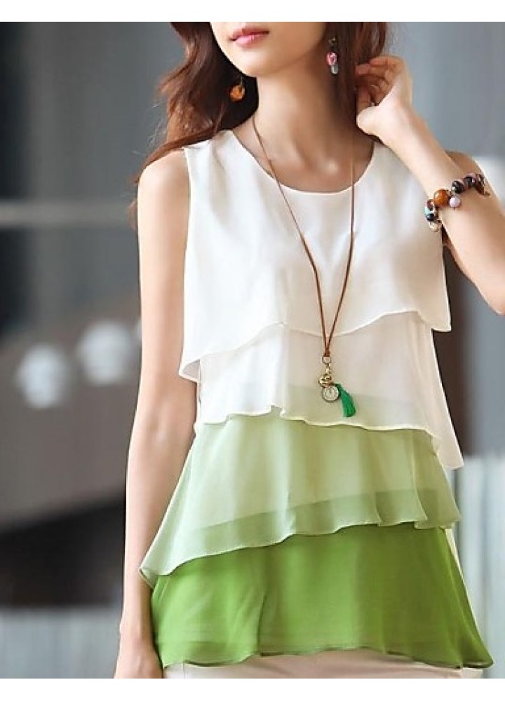 Women's Plus Size Layered Ruffle Chiffon Vest