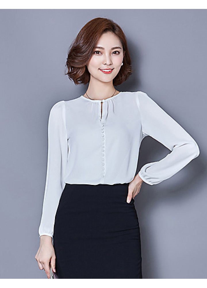 Women's Round Collar Bottoming Shirt Long SleeveBlouses