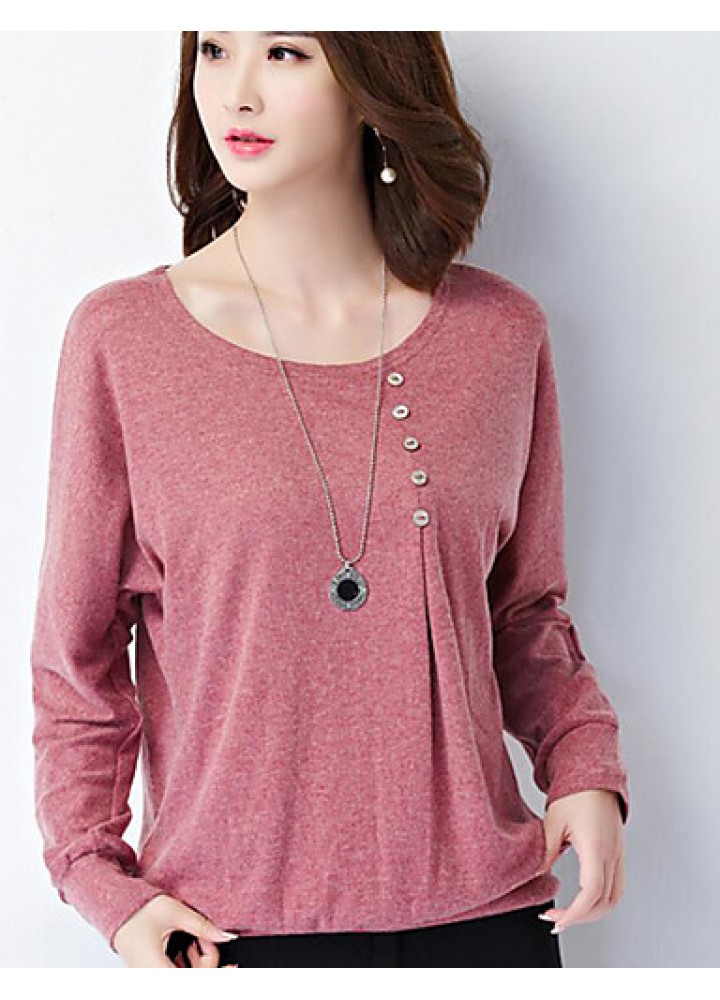 Women's Going out / Work / Holiday Cute / Street chic / Sophisticated T-shirt,Print / Color Block Round Neck Long Sleeve