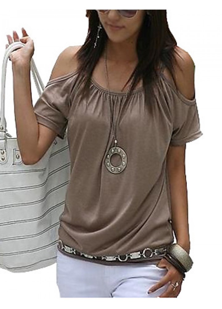 Women's Off Shoulder Strap Flutter T-shirt