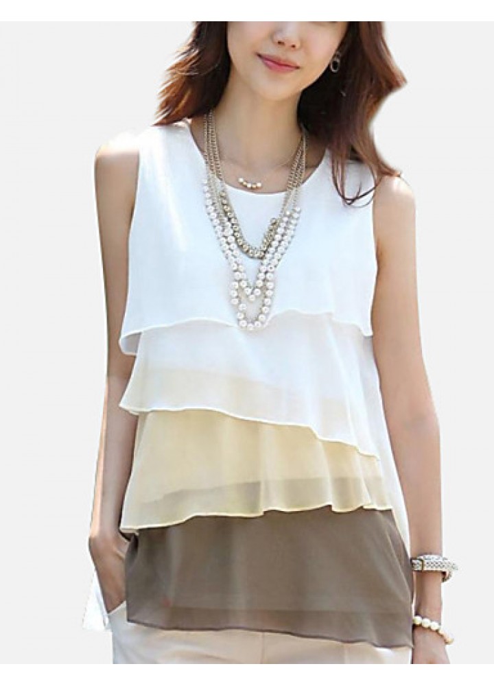 Women's Plus Size Layered Ruffle Chiffon Vest