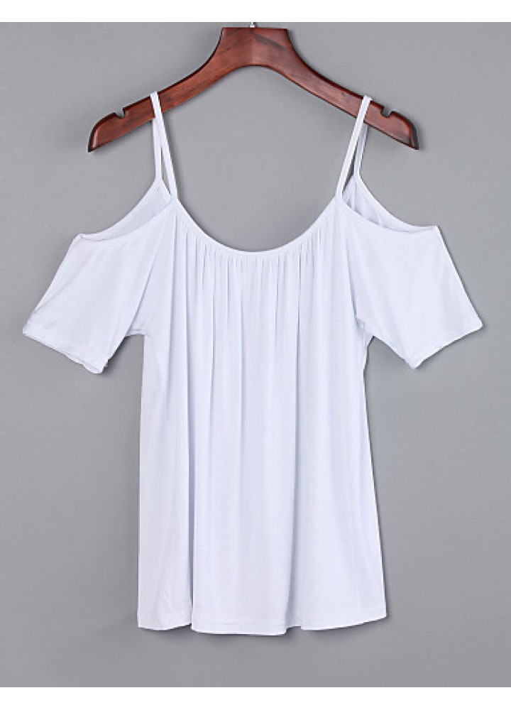 Women's Off Shoulder Strap Flutter T-shirt