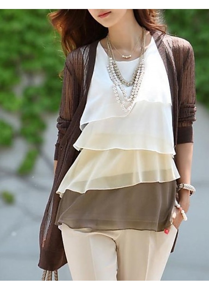 Women's Plus Size Layered Ruffle Chiffon Vest