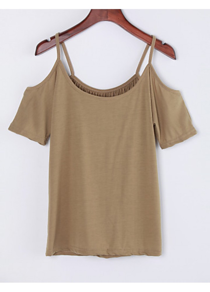 Women's Off Shoulder Strap Flutter T-shirt