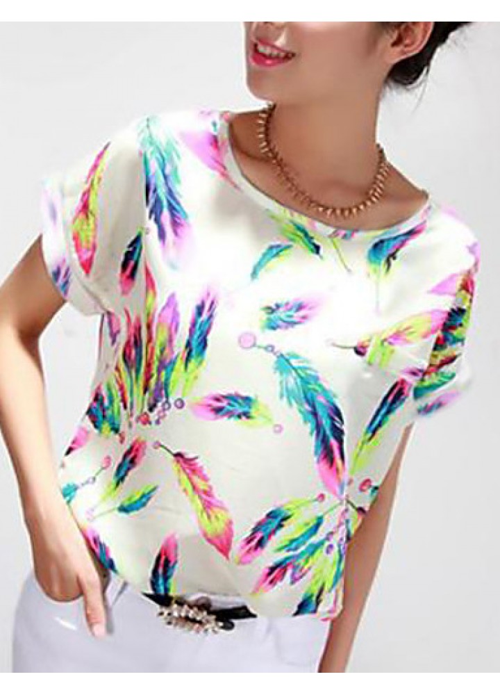 Women's Chiffon Batwing Sleeve Floral Print Tops Blouse T-Shirt Plus Size