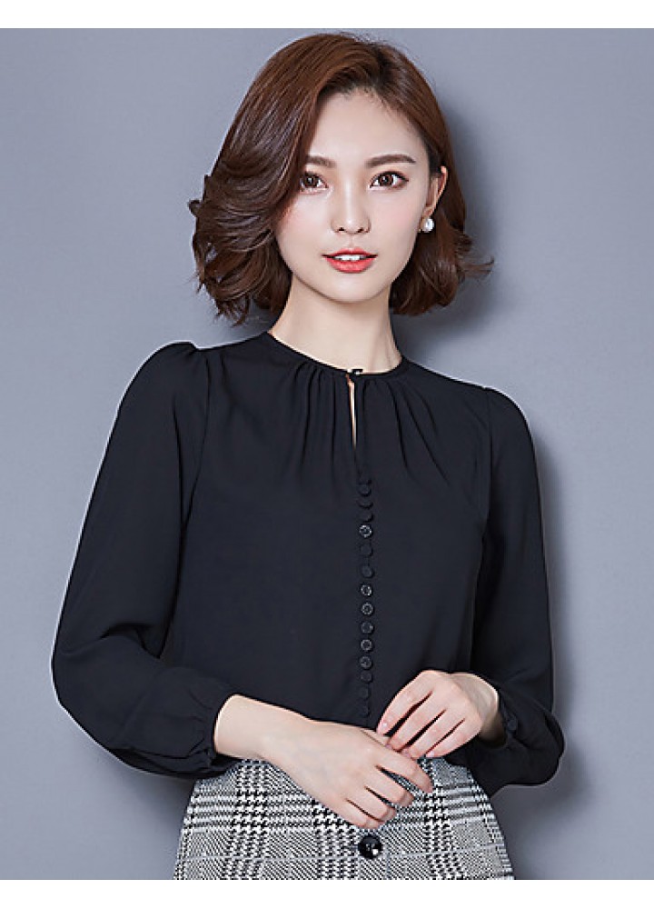 Women's Round Collar Bottoming Shirt Long SleeveBlouses