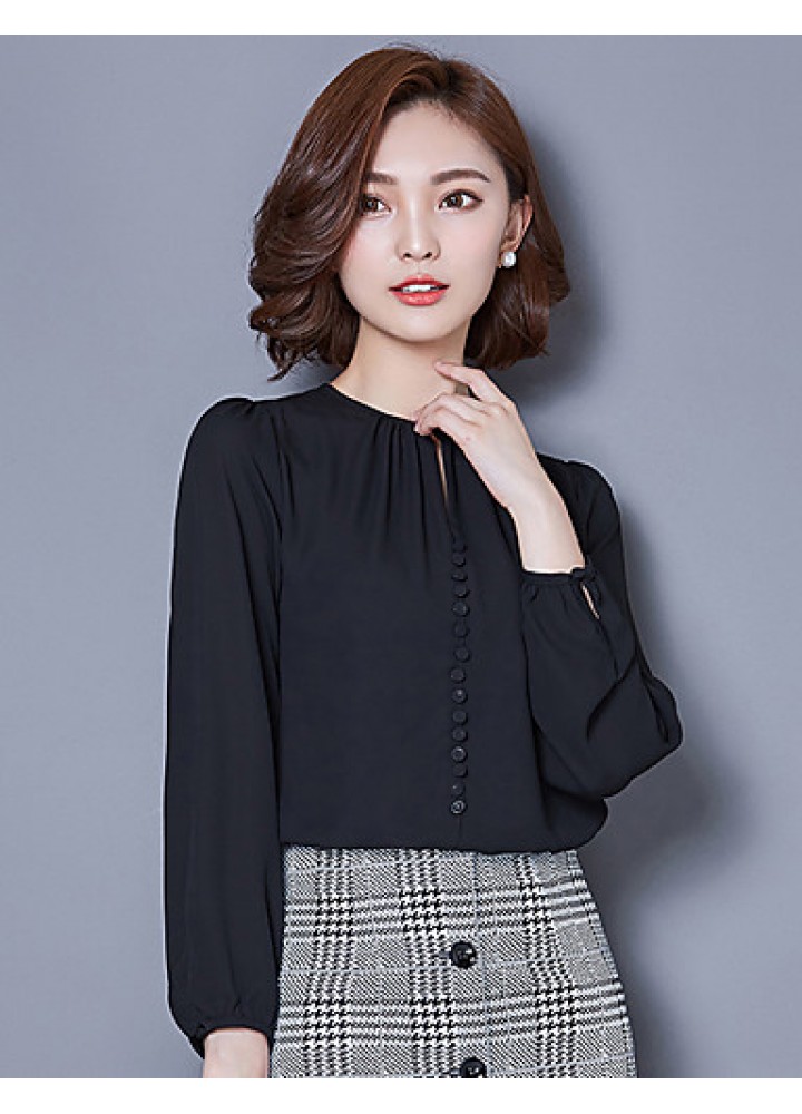 Women's Round Collar Bottoming Shirt Long SleeveBlouses