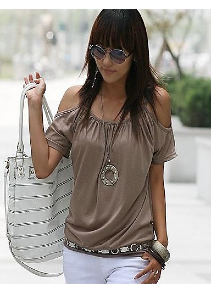 Women's Off Shoulder Strap Flutter T-shirt