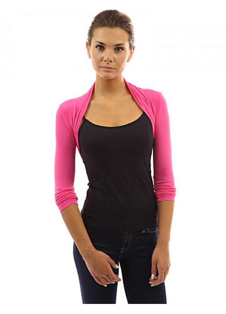 Women's Going out / Casual/Daily Sexy / Simple Spring / Fall T-shirtColor Block Round Neck Long Sleeve